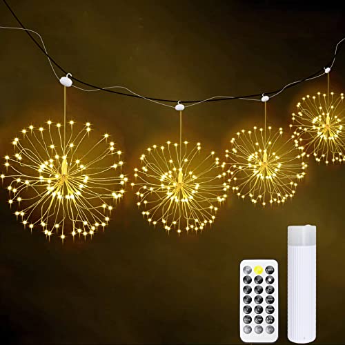 HELESIN Lichterkette Batterie, 480 LED feuerwerk Licht mit Timer und 8 Modi, IP67 Wasserdicht Lichterketten für Außen und Innen, Warmweiß Weihnachtsbeleuchtung für Weihnachten Deko und Hochzeit Deko von HELESIN