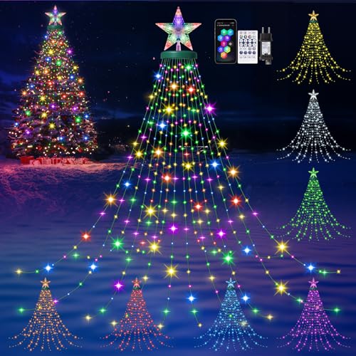 HELESIN Weihnachtsbaum Lichterkette mit App, DIY 24 Szenarien Modi Multicolor Timing Musik Sync-Funktion Wasserdicht Weihnachtsbaum Beleuchtung LED Christbaumbeleuchtung für 1.5-2.5M Tannenbaum Deko von HELESIN