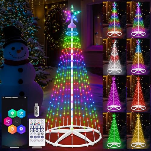 Smart LED Weihnachtsbaum Lichter, 1.5M 166LED Musik-Sync Weihnachtslichter mit Fernbedienung APP-Steuerung, DIY RGB Verfärbung Fairy String Lichter Wasserdicht, Lichterbaum Dimmbar für Innen Aussen von HELESIN