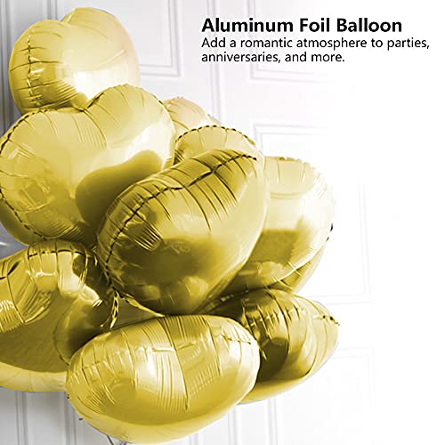 10 Stück 10 Herz-Aluminiumfolien-Luftballons, Party, Hochzeit, Geburtstag, Dekoration (Gold) von HELEVIA