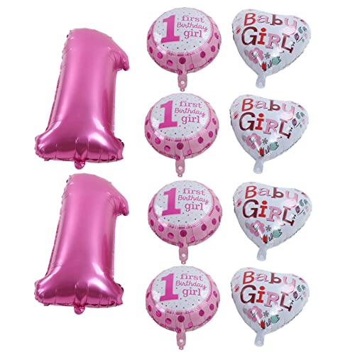 10 Stück Luftballons Zum 1. Geburtstag, Leuchtende, Lebendige Farben, Thema „Alles Gute Zum Geburtstag“-Ballon die Erste Geburtstagsfeier (Rosa) von HELEVIA