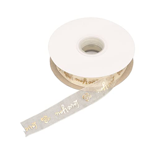 50 Yards Hochzeits-Geschenkband, Goldenes „Love You“-Druck-Chiffonband DIY-Hochzeitsfeier-Dekoration von HELEVIA