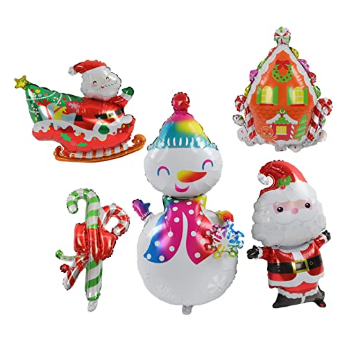 Weihnachts-Folienballons, Weihnachtsmann, Schlitten, Weihnachtsmann, Schneemann, Süßigkeitenhaus, Weihnachtsballons, Dekorationsset von HELEVIA