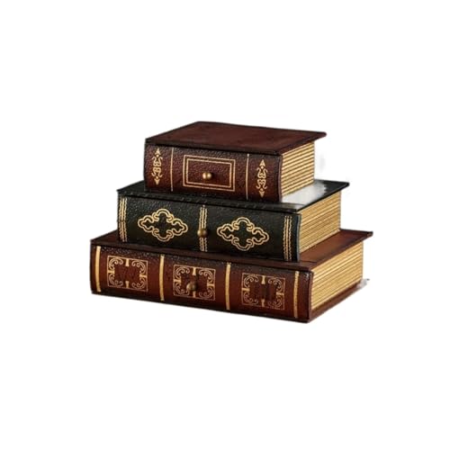 HELGN Schmuckschatullen 3 schubladen Handgemachte Schmuck Organizer Box Retro Holz Buch Geformt Lagerung Box Mutter von HELGN