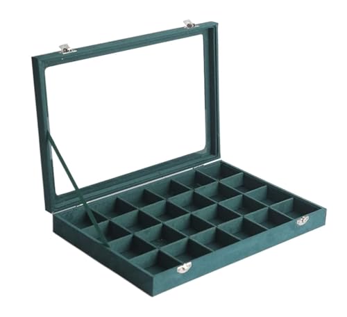 HELGN Schmuckschatullen Flanell-Schmuckschatulle, grün, Schmuck-Display-Box for Frauen, Schmuckhalter, Display, Aufbewahrungskoffer, Schmuckschatulle, Organizer, Schmuckhalter Mutter von HELGN