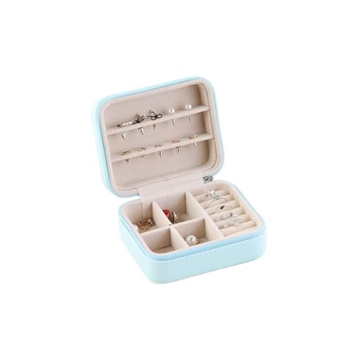 HELGN Schmuckschatullen Reise-Schmuck-Organizer-Fälle tragbare Mini-Schmuck-Aufbewahrungsbox for Halsketten, Ohrringe, Ringe Mutter(Blue) von HELGN