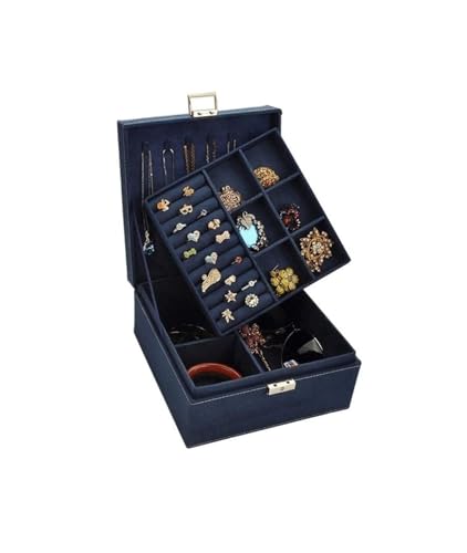 HELGN Schmuckschatullen Schmuck-Organizer-Box mit Schloss, Schmuckhalter, Display, Aufbewahrungskoffer, Schmucketui for Frauen und Mädchen (schwarz), Schmuck-Organizer Mutter(Noir) von HELGN