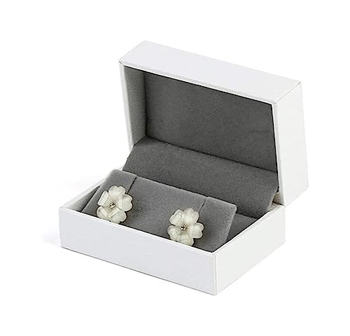 HELGN Schmuckschatullen Schmuckschatulle aus Leder und Papier, kleine Ohrringschatulle, Aufbewahrungsbox for 1 Paar Ohrringe, 5 Farben, Schmuck-Organizer Mutter(Blanc) von HELGN