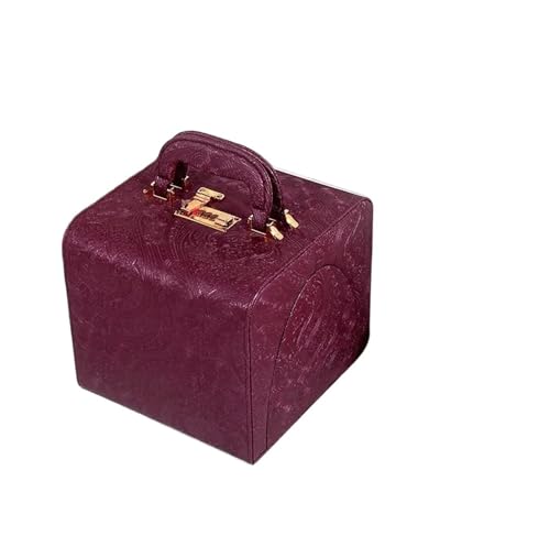 HELGN Schmuckschatullen Tragbarer Reise-Schmuck-Organizer mit Griff-Design 3-stellig Mutter(Purple) von HELGN