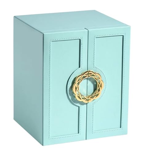 Schmuckschatullen Luxuriöse Schmuckschatulle aus Leder for Ringe, Ohrringe, Halsketten, Uhren, Aufbewahrungsbox for den Haushalt, 5-lagige Schmuckschatulle, Schmuck-Aufbewahrungsbox Mutter(Blue) von HELGN