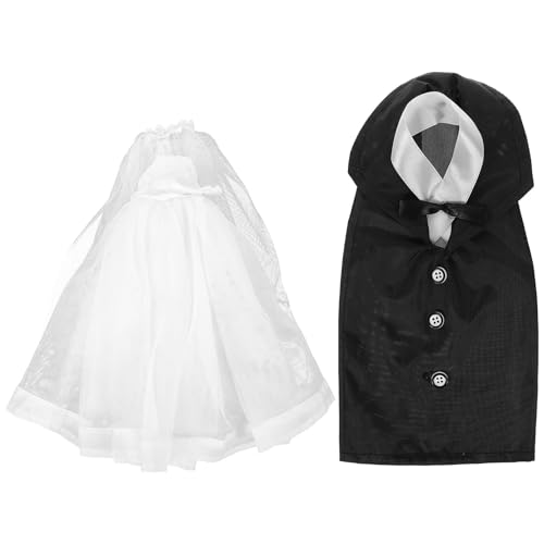 HEMOTON 1 Paar Hochzeit Weinflasche Abdeckung Cover Braut Und Bräutigam Flaschenüberzug Flaschendeko Puppen Flaschen Kleidung Flaschenanzug Hochzeitsdeko Abendessen Tischdeko von HEMOTON