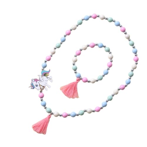 HEMOTON 1 Satz 2St HolzmehrfarbigPerlen Farbperlen Mädchen Schmuck das armbänder für Kinder Kinderkleider handlocher Perlenkette für Kinder Halskette aus Holzperlen hölzern Green von HEMOTON