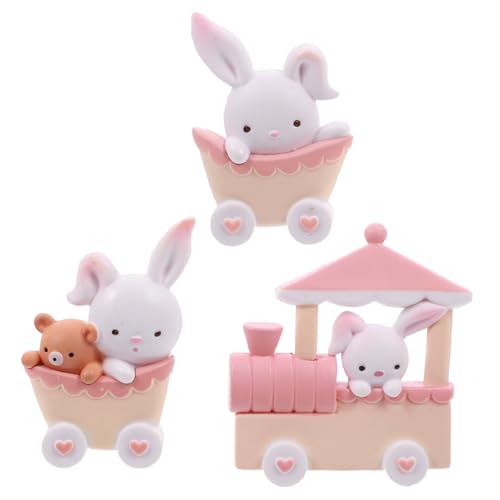 HEMOTON 1 Satz 3st Zughasen-Ornament Mini-Kaninchen Tiere Cupcake-Topper Mit Hasen Fee Kuchendekorationen Hasen Für Kuchen Figuren Hasen-Kuchen-Deckel Kuchendeckel Harz von HEMOTON