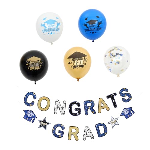 HEMOTON 1 Satz Abschluss ziehen Flagge Ballon Grad Ballon Ballonbogenständer Trophäe Neonparty ballon set luftballons set dekoration Abschlussballon-Banner Banner für Abschlussfeier Papier von HEMOTON