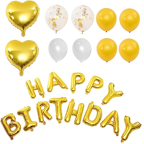 HEMOTON 1 Satz Geburtstagsballon-Set Dekorationen Neon buchstaben ballons luftballons birthday balloons ballongas Geburtstagsballons für Frauen Geburtstagsdekoration Aluminiumfolie Golden von HEMOTON