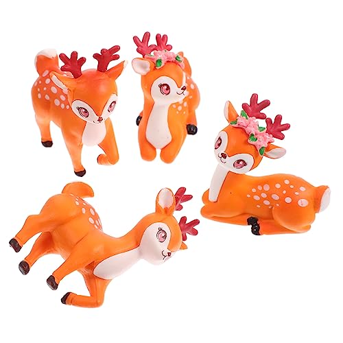 HEMOTON 1 Satz Mikro-landschaftsverzierung Figuren Für Gnom Ornamente Tischdekoration Animal Figures Tooniesfiguren Cartoon-hirschfiguren Desktop-hirschfiguren Pvc 4 Stück von HEMOTON