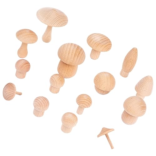 HEMOTON 1 Satz Simulierte Hölzerne Pilzbausteine Pilze Pilz Holzdekor Mini-holzhandwerk Pilzverzierung Pilz-party-dekorationen Pilzdekorationen Pilz Diy Ornamente Diy Zubehör 15st von HEMOTON