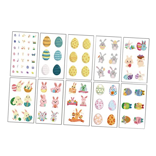 HEMOTON 10 Blätter Kaninchenaufkleber für Kinder Aufkleberpapier Osterhase parfümfrei Scrapbooking Sticker wasserfeste Aufkleber Scrapbook-Aufkleber Kaninchenaufkleber für die Wand Eier von HEMOTON