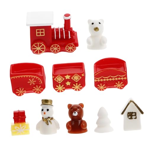 HEMOTON 10 Teiliges Set Mikro Landschaft Weihnachtsbox Zug Urlaub Tischdekoration Tischdekoration Tischornament Für Festivals DIY Schneekugel Figuren Winterdekoration Kunstharz von HEMOTON