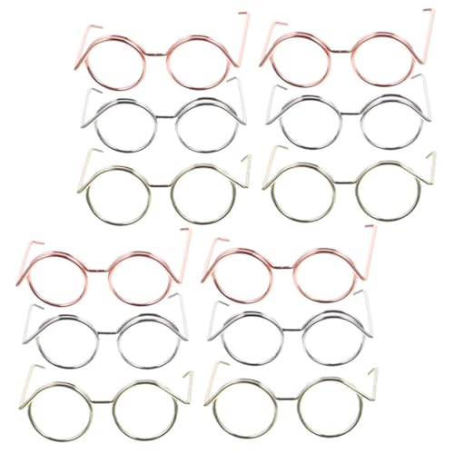 HEMOTON 12 Stück Puppenbrille Minibrille Für Puppen Puppe Mini Puppensonnenbrille Für Wichtel Mini-gläser Zum Basteln Puppengläser Zur Dekoration Mini-Brille Kupferkabel von HEMOTON