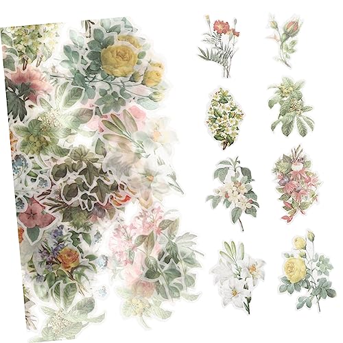 HEMOTON 120St Vintage Blumen Aufkleber Scrapbooking Sticker Scrapbook Stickers alte Aufkleber Sammelalbum Pflanzendekor Etiketten Planer-Journal-Label Scrapbooking-Aufkleber Nostalgie PVC von HEMOTON