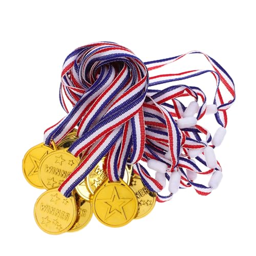 HEMOTON 15St Goldmedaillenspielzeug für Sportmedaillen für Studenten dekorative Medaillen sportliche Medaillen Wettbewerbsbelohnungsmedaillen Kindersportmedaillen Polyester Golden von HEMOTON