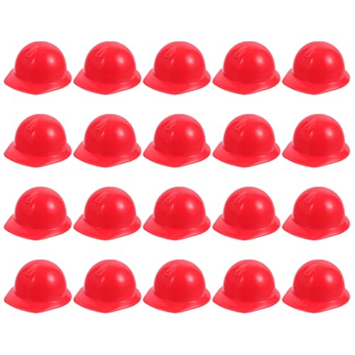 HEMOTON 20 Stk Spielzeughelm Miniaturpuppen-Bauhut Aufkleber für Schutzhelme Mini- Puppenkleidung Accessoires Puppenhüte Plastikpuppenhelme Schutzhelme für Miniaturpuppen Abs rot von HEMOTON