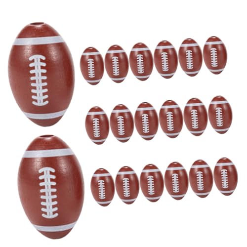 HEMOTON 20St große Lochperle american football Amerikanischer Football Rugby-Form Jumbo Sport lose Perlen Spiel Fußball für Jungen Sportarmbandperlen Lose Schmuckperle Lotusbaum Brown von HEMOTON