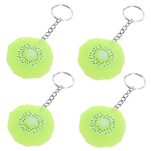 HEMOTON 4 Stück Kiwi Slice Keychain Gold vier Edelstein Kette schlüsselanhänger schlüsselanhänger für deko schlüsselringe Metallschlüsselring neuartiger Schlüsselanhänger PVC von HEMOTON