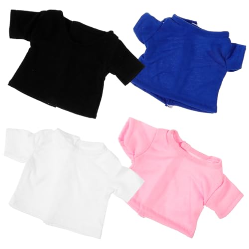 HEMOTON 4 Stück Kuscheltier-T-Shirt mit Bärenmotiv Kuscheltier-Outfits Puppenkleidung Puppen Accessoires puppenkleider Set Wiederverwendbares Puppenkostüm Bezauberndes T-Shirt-Dekor Stoff von HEMOTON