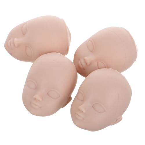 HEMOTON 4 Stück Puppenkopf Verkleiden Puppenköpfe Selber Machen Haar Mannequin Kopf Handgemachte Lieferungen Mini-puppenköpfe Babypuppenköpfe Praktischer Puppenkopf Plastik Beige von HEMOTON