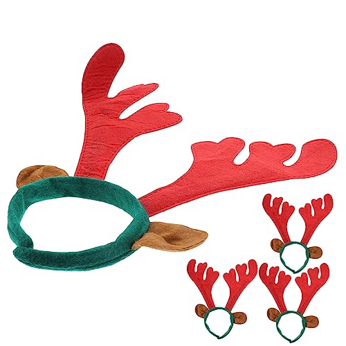 HEMOTON 4 Stück Weihnachtsgeweih Stirnband Geweih-Stirnband realistisch rote Schleifen Feenohren weihnachts kopfschmuck weihnachtskopfschmuck Rentiergeweih Stirnbänder Weihnachtshaarreifen von HEMOTON