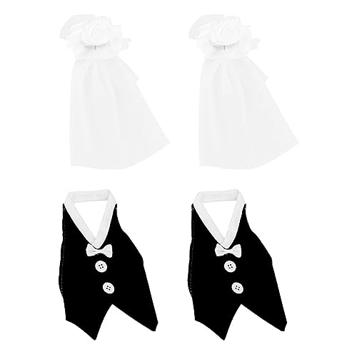 HEMOTON 4 Stücke Hochzeit Weinflasche Abdeckung Cover Braut und Bräutigam Flaschenüberzug Flaschendeko Puppen Flaschen Kleidung Flaschenanzug für hochzeitsdeko Abendessen Bankett Tischdeko von HEMOTON