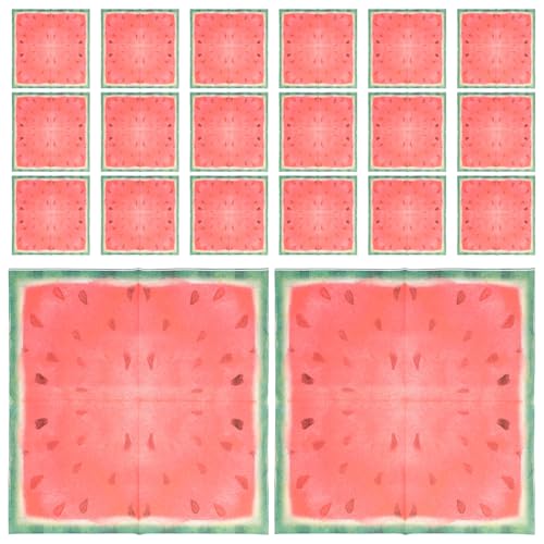 HEMOTON 40pcs Wassermelonen-partytücher Wassermelonen-servietten Teller Obst Sauger Schüttgut Mittelstücke Planke Girlande Fälschung Neon Saugnapf Lustig Favorisieren Deko Papier Rot von HEMOTON