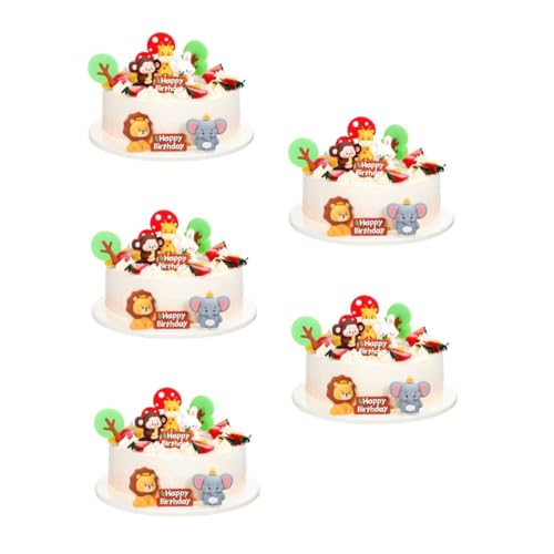 HEMOTON 5 Sätze Kuchendekoration Mit Weichem Kleber Dekorationen Karikatur Wild Kuchen -topper Wald Tortenaufsatz Mit Tiermotiv Cupcake-topper Für Babys Kaninchen Junge Erste Weiches Gummi von HEMOTON