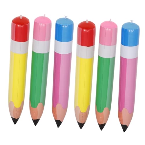 HEMOTON 6St aufblasbarer Bleistift deckendekoration geburtstagsdekoration luftballons bleistifte aufblasbare Jumbo-Buntstifte Zurück zum Schulballonbogen Schuldekorationen Ballonstift PVC von HEMOTON