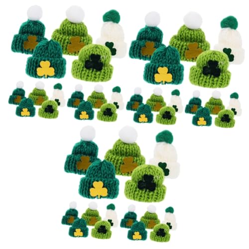 HEMOTON 75 STK Mini-Strickmütze Mini-Hutverzierungen St. Patricks Day Hüte Mini irischer Hut Zierkappe Mini strickmützen Puppenmützen DIY Bastelzubehör selber Machen Mini-Puppenhüte Garn von HEMOTON