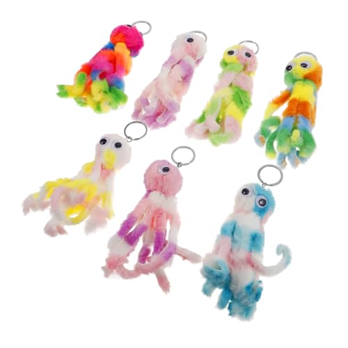 HEMOTON 7st Plüsch Schlüsselanhänger Oktopus-schlüsselanhänger Kawaii Plüsch-schlüsselanhänger Gefüllter Oktopus-plüsch Süße Kawaii Schlüsselanhänger Nachahmung Von Rex-kaninchenfell von HEMOTON