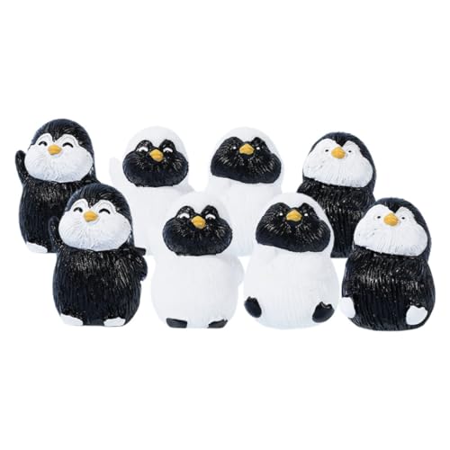 HEMOTON 8 Stück Mikro Landschaft Pinguin Harz Mini Pinguin Statue Tierdekoration Desktop Ornament Miniaturen Pinguin Statuen Pinguin Kuchendekoration Miniatur Pinguin Statue von HEMOTON