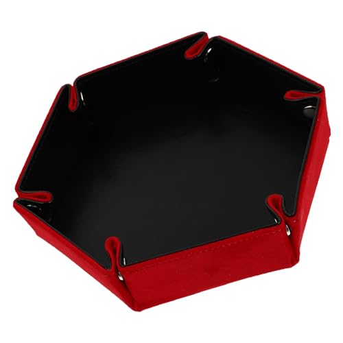 HEMOTON Flanellwürfelschale Desktop-würfelablage Faltbare Würfelablage Münzhalter Ablagefach Schreibtischablage Klapptablett Schmuck Tabletts Für Würfel Rot Pu-Flanell von HEMOTON