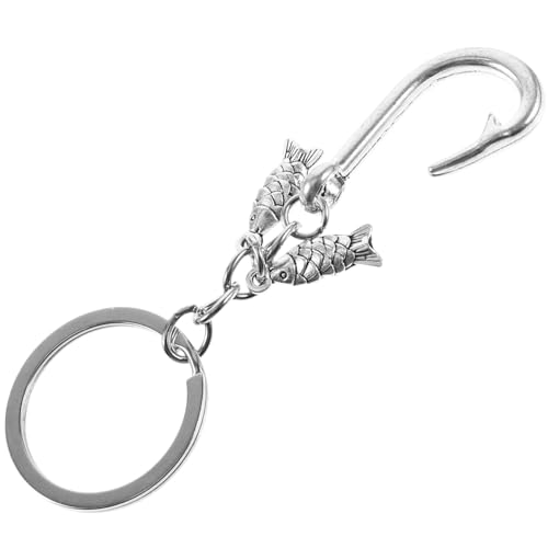 HEMOTON Halter Ring Abzeichenrolle Angeln Fischhaken Schlüsselanhänger Fischhaken-Charme slico tatsächl fishing fischen Taschenverzierung Schlüsselbundgeschenk für Freunde Legierung Silver von HEMOTON