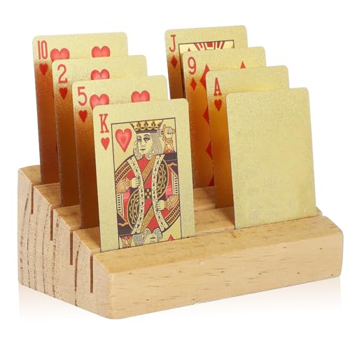 HEMOTON Holzsockel Kartenhalter Für Spielkarten Spielkartenhalter Für Erwachsene Spielkarten Stehen Spielkartenfach Tischkartenhalter Aus Holz Kartendeckhalter Brown Kiefernholz von HEMOTON