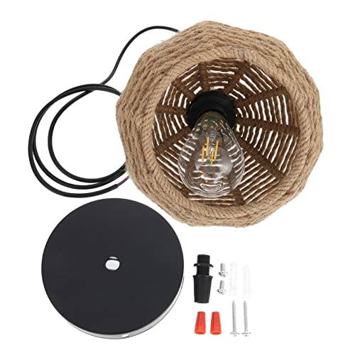 HEMOTON Lampenschirm hängelampe hängeleuchten glühbirnen leuchtschild leuchte hängend lamp shade rope hangelampe drinnen Kronleuchter Schatten Käfig Kronleuchter Weide Rattan Hanfseil von HEMOTON