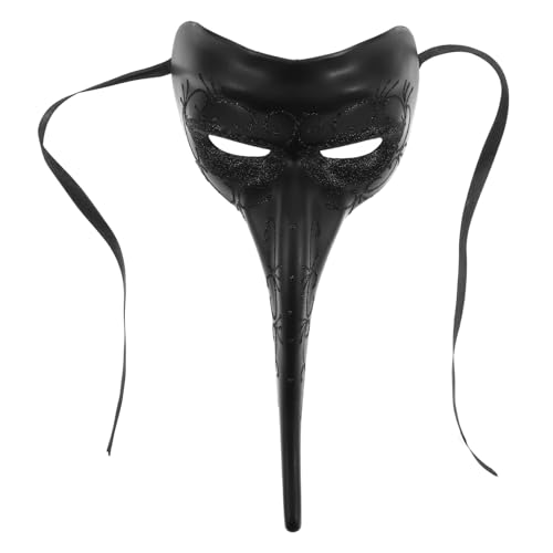 HEMOTON Maske Halloween Kostüm mit langer Nase Mardi Gras Mask Plastik Black von HEMOTON