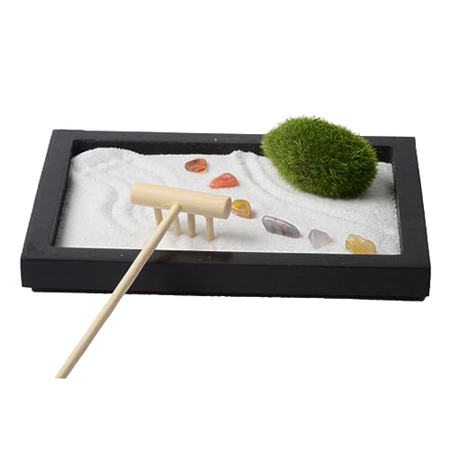 HEMOTON Miniaturlandschaft des Meditationsgartens Tischdekoration aus Sand Miniaturlandschaft mit Sand zengarten bürodeko Office Decoration fogelschreker büro Dekoration scheibengardinen von HEMOTON