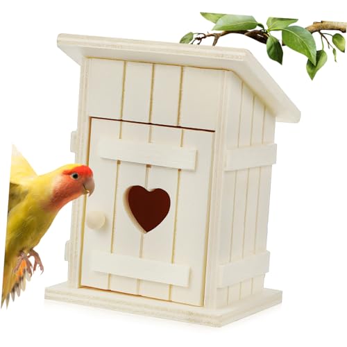 HEMOTON Vogelnest aus Holz Holzvogelhaus Holz vogelhaus bemalbare Vogelhäuser Vogelhaus-Set für Kinder DIY-Vogelhäuser Papageienhaus Vogelhäuschen für draußen natürliches Holz Beige von HEMOTON