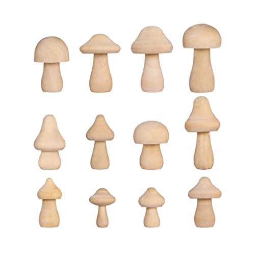 Pilz Holzfiguren zum Bemalen Basteln: 12 Stücke Holzbausteine Holzpilze Miniatur Ornamente Tortenfiguren Holz Spielfiguren Holzkegel Ostern Deko Figuren DIY Kinder Bastelset Feengarten Zubehör von HEMOTON