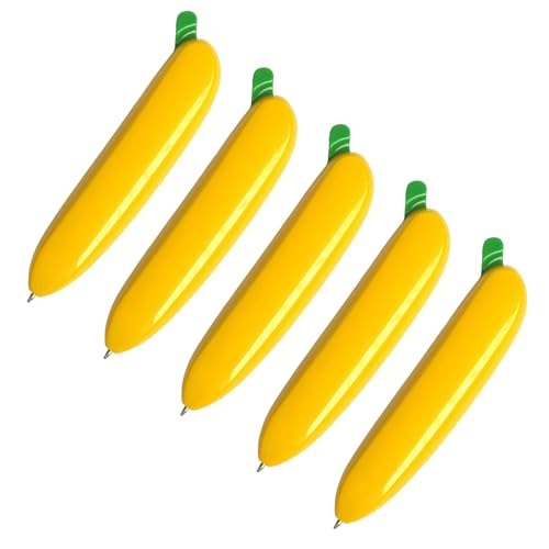 Bananenförmiger Kugelschreiber, lustig, einziehbar, 1,0 mm, reibungsloses Schreiben, für Kinder, Studenten, Spielbelohnung, 5 Stück von HENANX