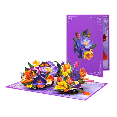 HENANX Charm-Popup-Tulpen-Karten für Geburtstage, handgefertigte Blumengrüße mit platzsparenden Designs für persönliche Nachrichten von HENANX