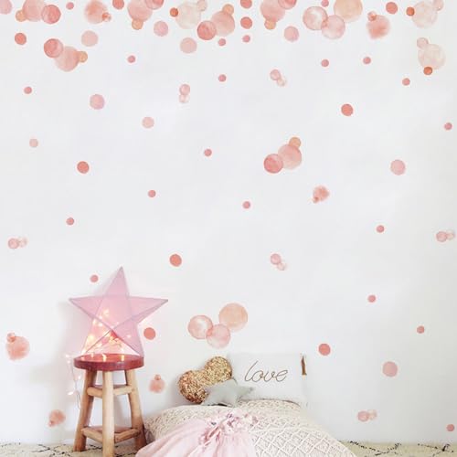 140 Stück Wandaufkleber für Kinderzimmer Babyzimmer, Dots zum Kleben Wandaufkleber Wanddeko, Rosa Pastell Wandaufkleber, Wandsticker für Kinder Wandaufkleber Mädchen Jungen (B) von HENGBIRD